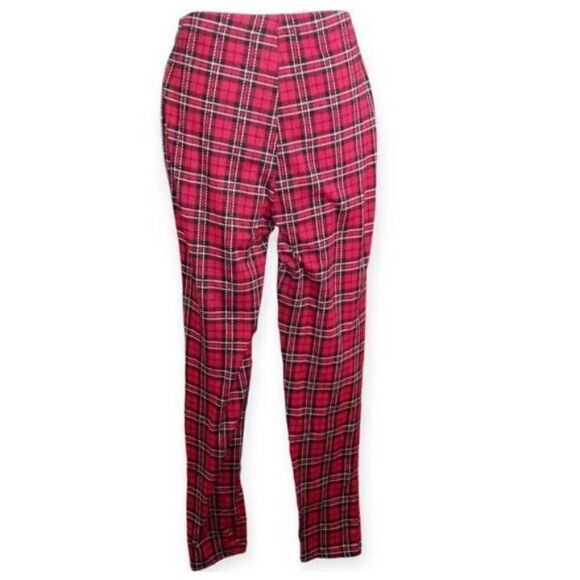FOREVER 21 RED PLAID PANTS SZ.M EUC. - Picture 2 of 6